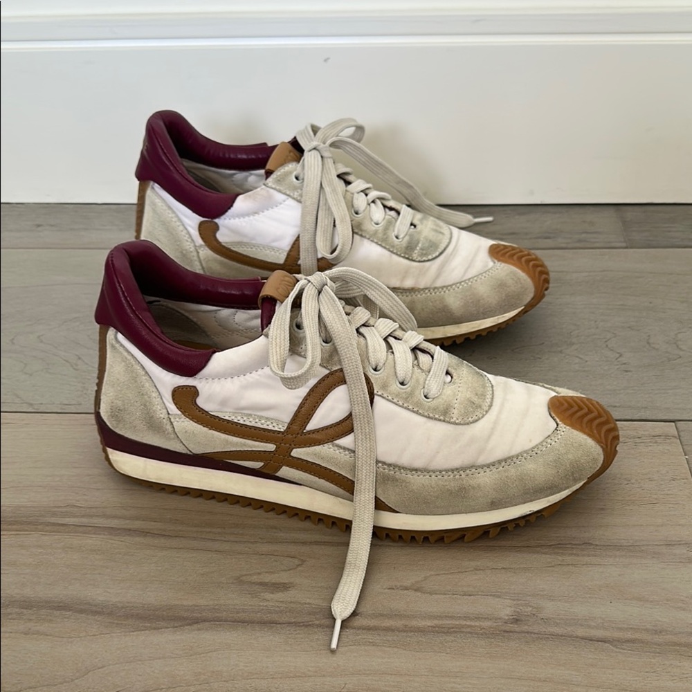 Loewe White and Red Sneakers Retro Style